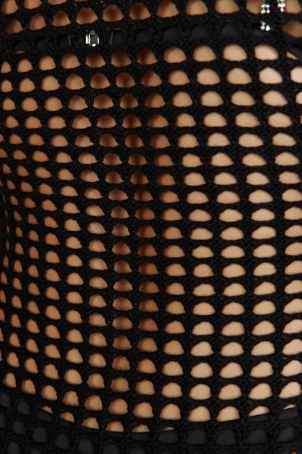 Kleidung Meshki Murphy-Häkel-Maxikleid mit langen Ärmeln Schwarz 2F8B740