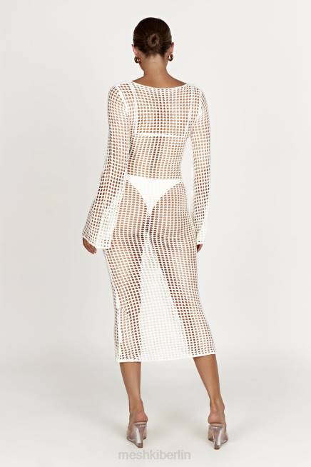 Kleidung Meshki Murphy-Häkel-Maxikleid mit langen Ärmeln Weiß 2F8B500