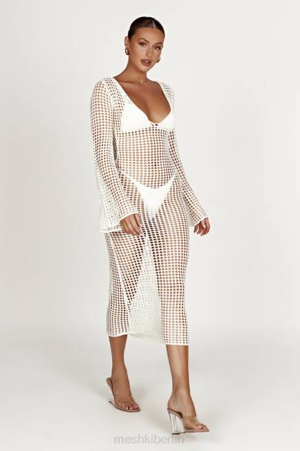 Kleidung Meshki Murphy-Häkel-Maxikleid mit langen Ärmeln Weiß 2F8B500