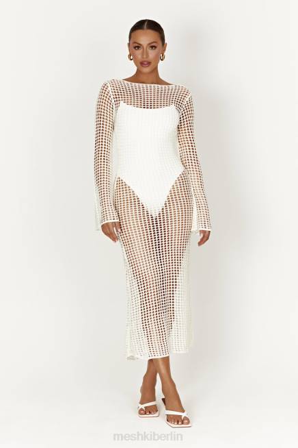 Kleidung Meshki Murphy-Häkel-Maxikleid mit langen Ärmeln Weiß 2F8B500