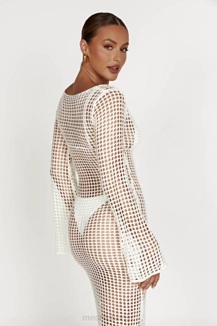 Kleidung Meshki Murphy-Häkel-Maxikleid mit langen Ärmeln Weiß 2F8B500