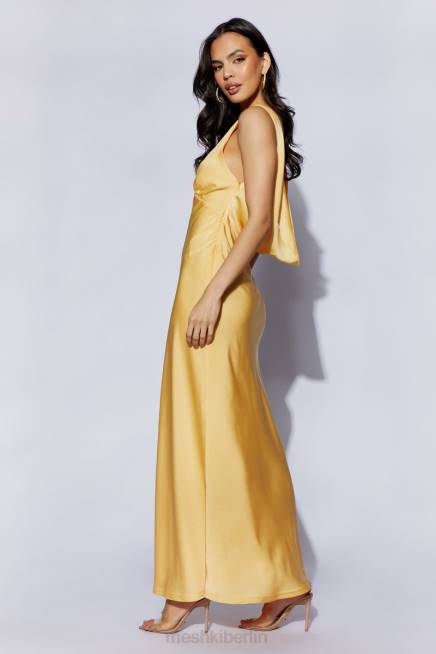 Kleidung Meshki Nadia Maxi-Satinkleid mit Wasserfallausschnitt hinten Zitrone 2F8B11