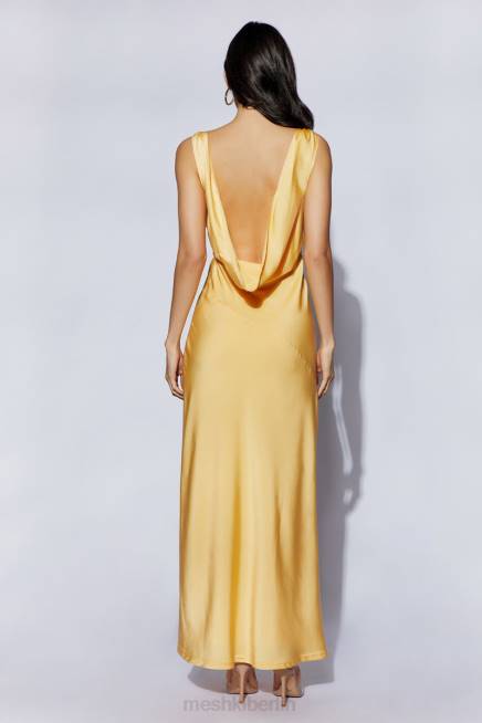 Kleidung Meshki Nadia Maxi-Satinkleid mit Wasserfallausschnitt hinten Zitrone 2F8B11