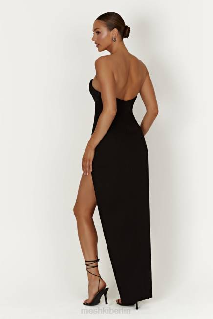 Kleidung Meshki Natasha spitzes Korsett-Maxikleid Schwarz 2F8B269
