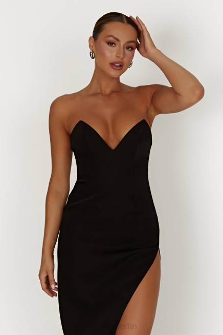 Kleidung Meshki Natasha spitzes Korsett-Maxikleid Schwarz 2F8B269