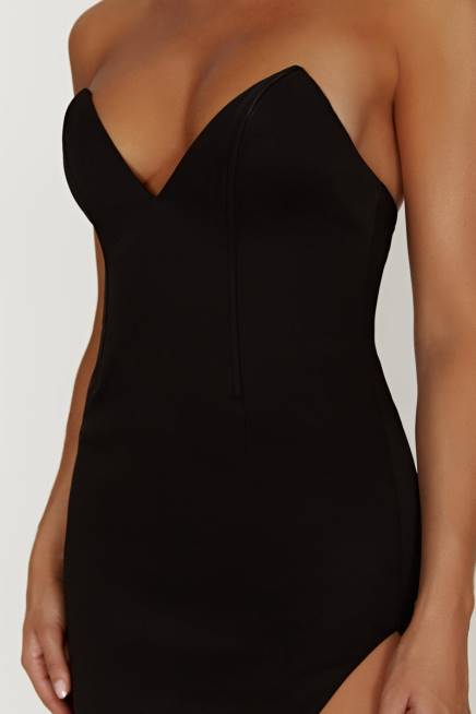 Kleidung Meshki Natasha spitzes Korsett-Maxikleid Schwarz 2F8B269