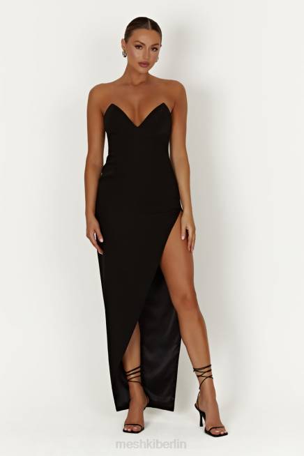 Kleidung Meshki Natasha spitzes Korsett-Maxikleid Schwarz 2F8B269