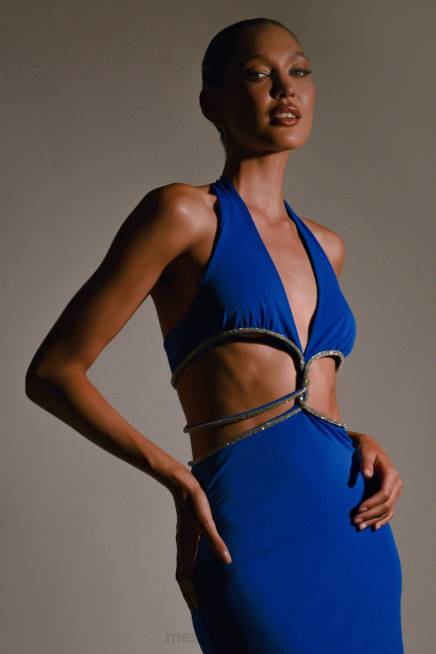 Kleidung Meshki Nicha diamantbesetztes Maxikleid mit Cut-Outs Kobaltblau 2F8B701