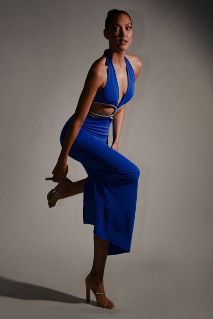 Kleidung Meshki Nicha diamantbesetztes Maxikleid mit Cut-Outs Kobaltblau 2F8B701