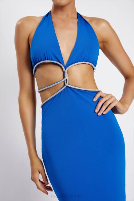 Kleidung Meshki Nicha diamantbesetztes Maxikleid mit Cut-Outs Kobaltblau 2F8B701
