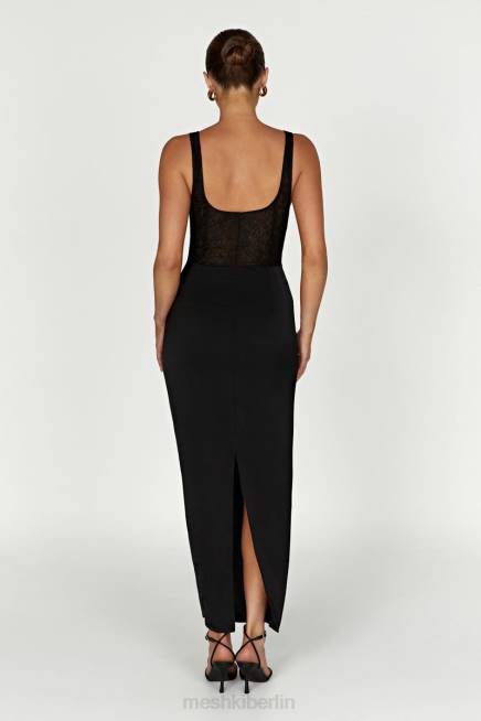 Kleidung Meshki Octavia Spitzen-Korsett-Maxikleid Schwarz 2F8B266