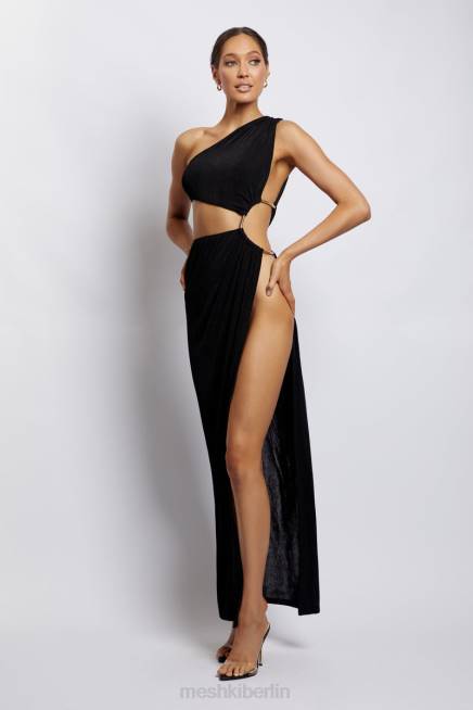 Kleidung Meshki Paige gerafftes, seitlich ausgeschnittenes Maxikleid Schwarz 2F8B284