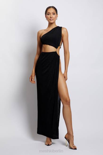 Kleidung Meshki Paige gerafftes, seitlich ausgeschnittenes Maxikleid Schwarz 2F8B284