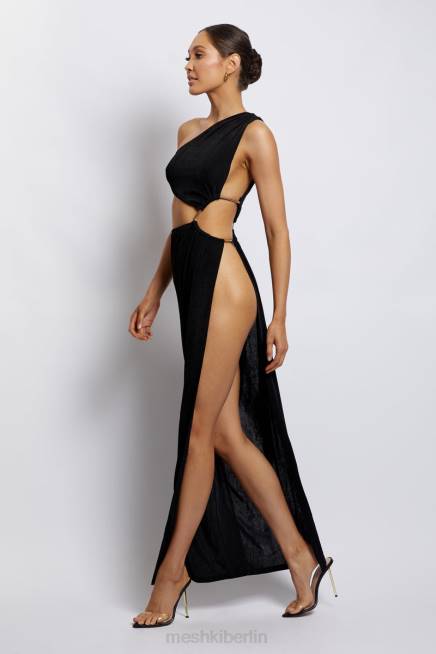 Kleidung Meshki Paige gerafftes, seitlich ausgeschnittenes Maxikleid Schwarz 2F8B284
