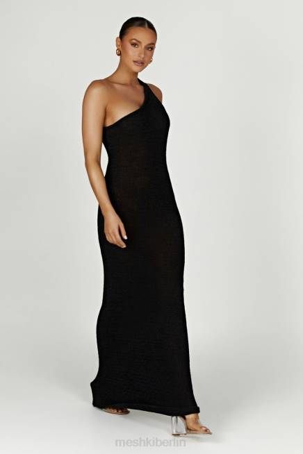 Kleidung Meshki Paisley-Maxikleid mit One-Shoulder-Strick Schwarz 2F8B224