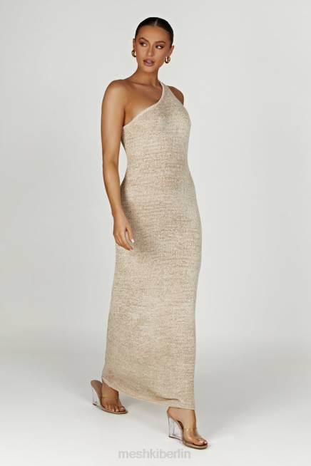 Kleidung Meshki Paisley-Maxikleid mit One-Shoulder-Strick Weizen 2F8B459