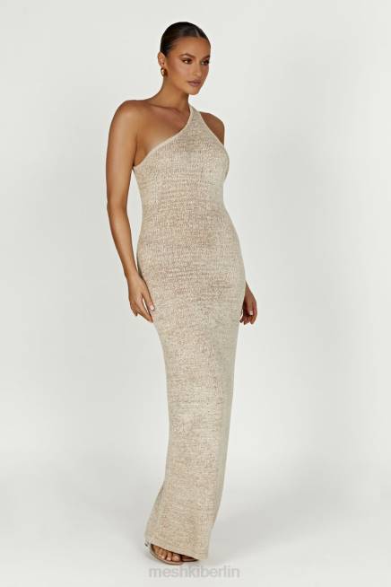 Kleidung Meshki Paisley-Maxikleid mit One-Shoulder-Strick Weizen 2F8B459