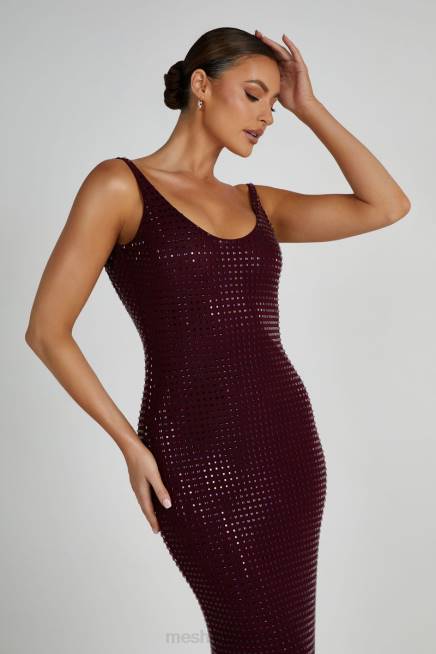 Kleidung Meshki Pam quadratisches Maxikleid mit Diamanten Beere 2F8B128