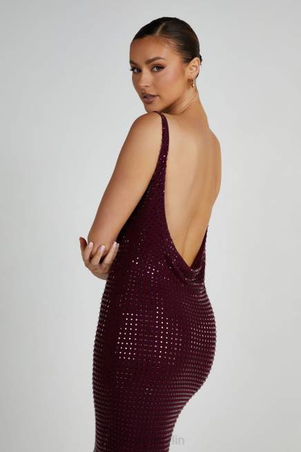 Kleidung Meshki Pam quadratisches Maxikleid mit Diamanten Beere 2F8B128