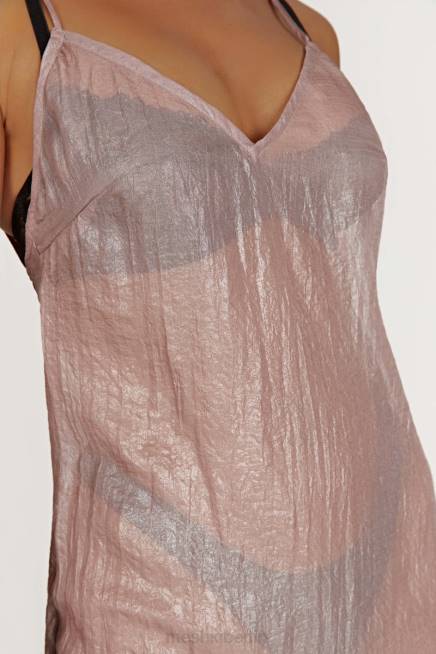 Kleidung Meshki Phoebe schillerndes Maxikleid Taupe 2F8B572