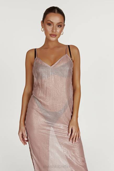 Kleidung Meshki Phoebe schillerndes Maxikleid Taupe 2F8B572