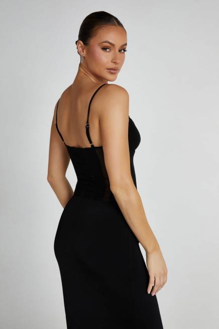 Kleidung Meshki Priya-Maxikleid mit Einsätzen Schwarz 2F8B145