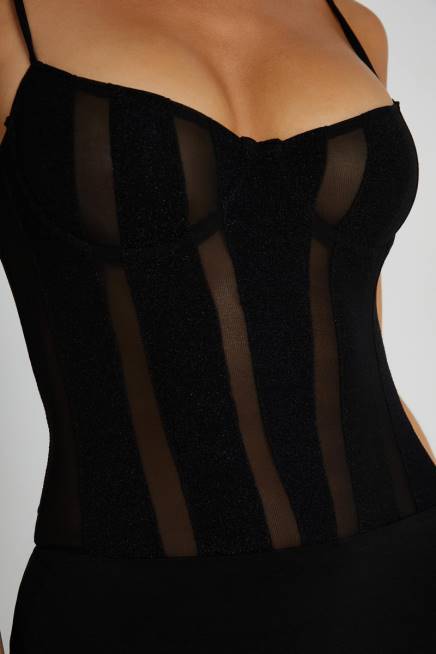 Kleidung Meshki Priya-Maxikleid mit Einsätzen Schwarz 2F8B145