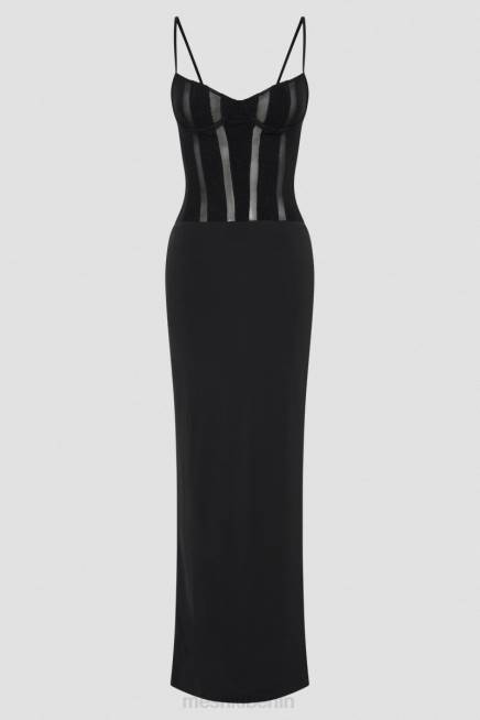 Kleidung Meshki Priya-Maxikleid mit Einsätzen Schwarz 2F8B145