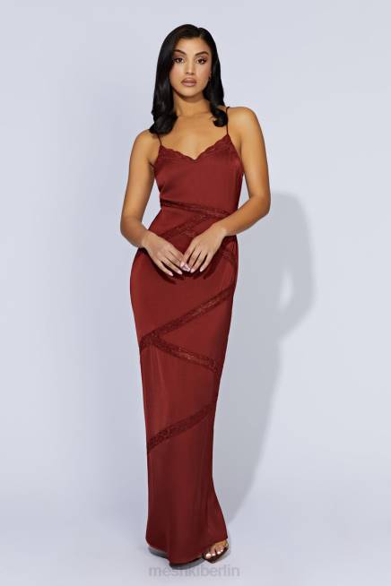 Kleidung Meshki Prue-Maxikleid aus gespleißter Spitze Kirschschokolade 2F8B508