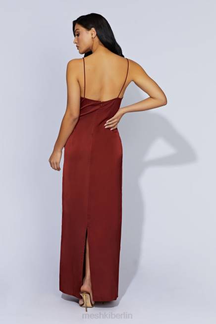 Kleidung Meshki Prue-Maxikleid aus gespleißter Spitze Kirschschokolade 2F8B508