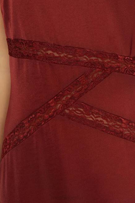 Kleidung Meshki Prue-Maxikleid aus gespleißter Spitze Kirschschokolade 2F8B508