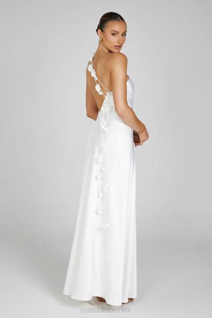 Kleidung Meshki Rebecca One-Shoulder-Rosen-Maxikleid Weiß 2F8B103