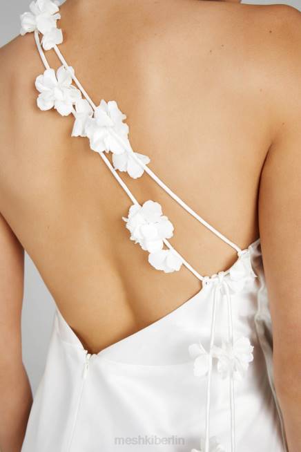 Kleidung Meshki Rebecca One-Shoulder-Rosen-Maxikleid Weiß 2F8B103
