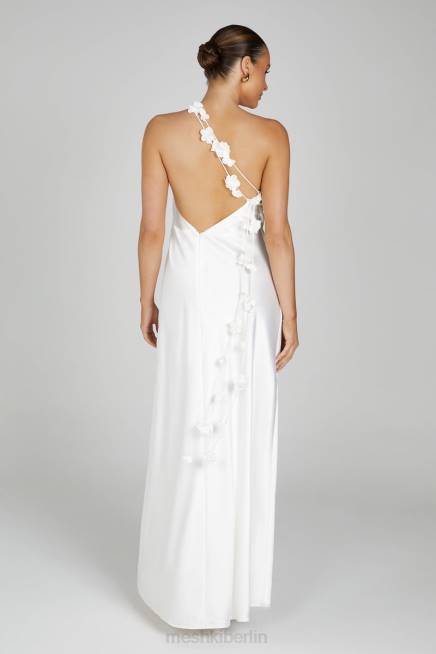 Kleidung Meshki Rebecca One-Shoulder-Rosen-Maxikleid Weiß 2F8B103