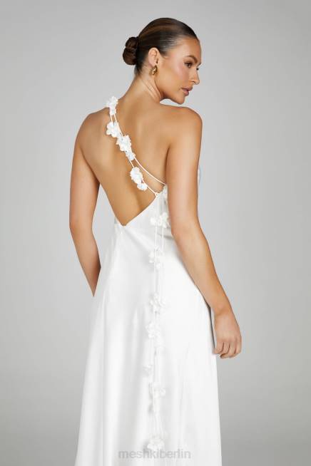 Kleidung Meshki Rebecca One-Shoulder-Rosen-Maxikleid Weiß 2F8B103