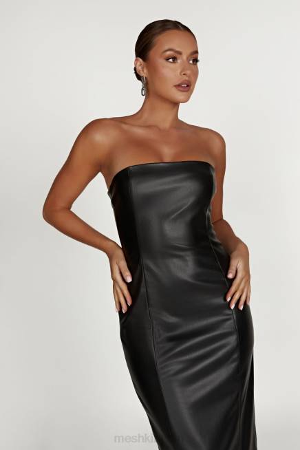 Kleidung Meshki Roberta Pu Maxikleid Schwarz 2F8B434