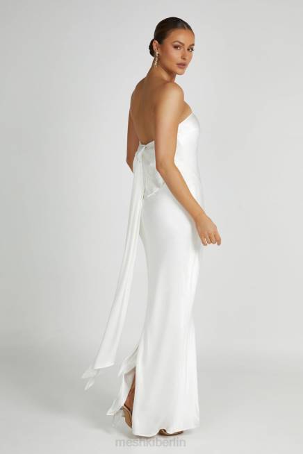 Kleidung Meshki Rochelle-Satin-Maxikleid mit Schleife hinten Weiß 2F8B195