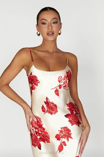 Kleidung Meshki Rosalie Maxikleid aus Satin Rosendruck 2F8B217