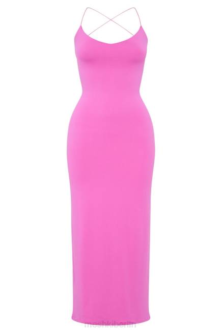 Kleidung Meshki Sabine rückenfreies Maxikleid Kaugummirosa 2F8B205