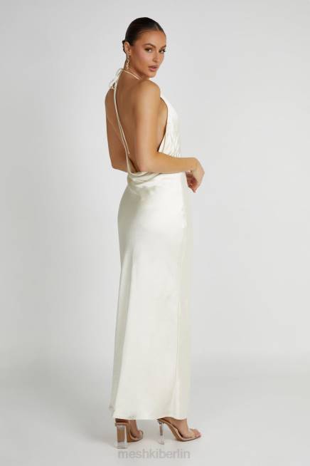 Kleidung Meshki Sammy Neckholder-Maxikleid aus Satin Elfenbein 2F8B159