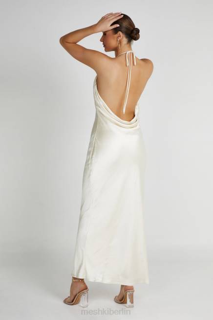 Kleidung Meshki Sammy Neckholder-Maxikleid aus Satin Elfenbein 2F8B159