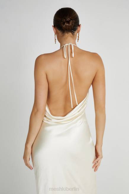 Kleidung Meshki Sammy Neckholder-Maxikleid aus Satin Elfenbein 2F8B159