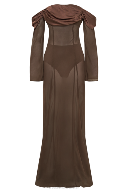 Kleidung Meshki Schulterfreies Chiffon-Maxikleid von Ivanna Mokka 2F8B51