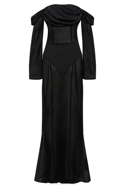 Kleidung Meshki Schulterfreies Chiffon-Maxikleid von Ivanna Schwarz 2F8B55