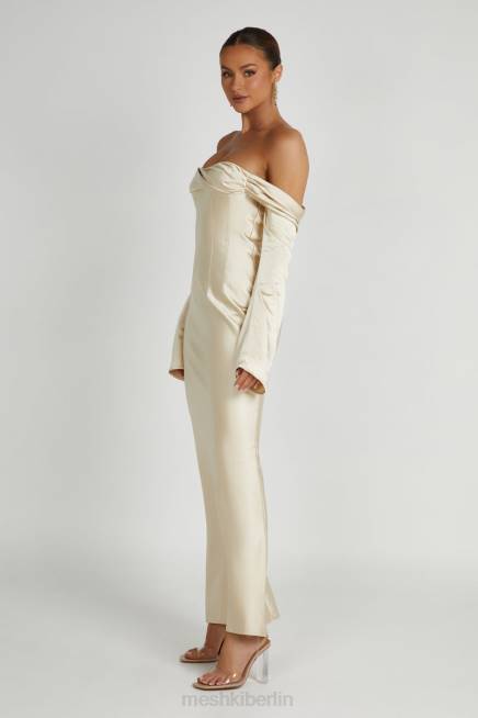 Kleidung Meshki Schulterfreies Maxikleid mit Wasserfallausschnitt von Giselle Gold 2F8B120