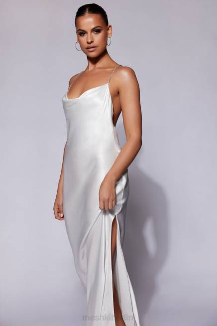 Kleidung Meshki Sera Diamant-Maxikleid mit tiefem Rückenausschnitt Weiß 2F8B116