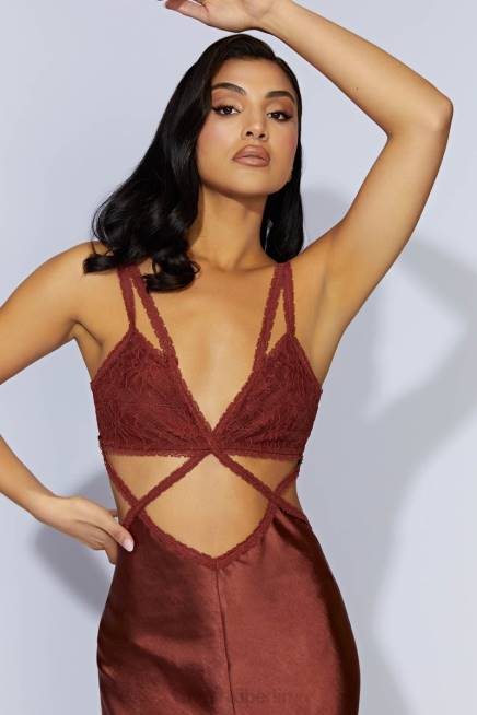 Kleidung Meshki Seraphine-Spitzen-Maxikleid Kirschschokolade 2F8B696