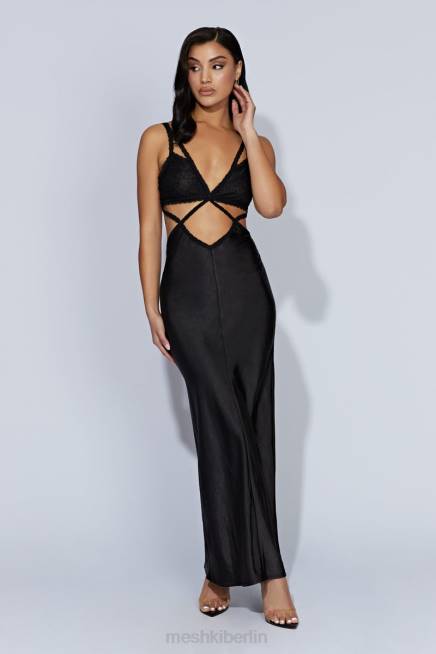 Kleidung Meshki Seraphine-Spitzen-Maxikleid Schwarz 2F8B692