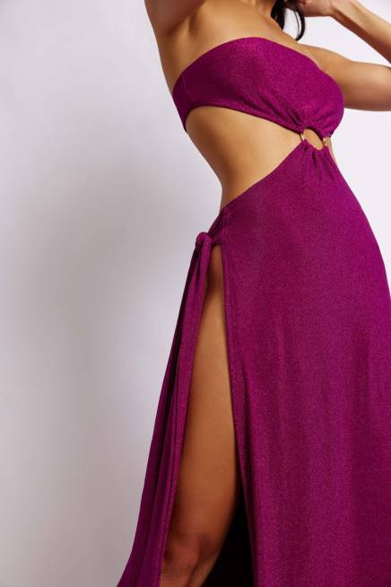 Kleidung Meshki Sierra trägerloses schimmerndes Kleid violetter Schimmer 2F8B657