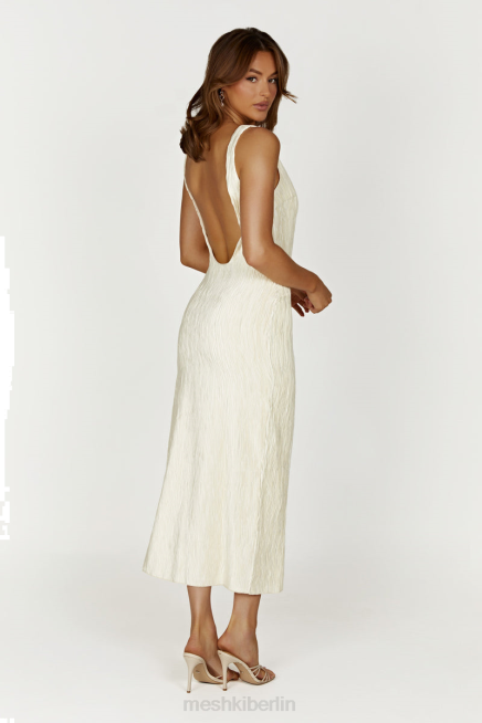 Kleidung Meshki Theia Plissee-Maxikleid Elfenbein 2F8B335